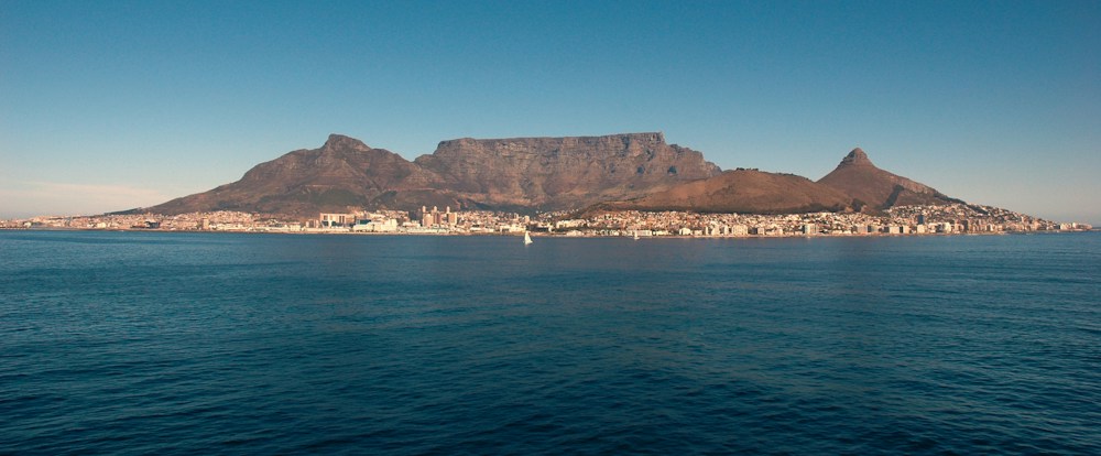 Table Mountain and ocean at Cape Town
