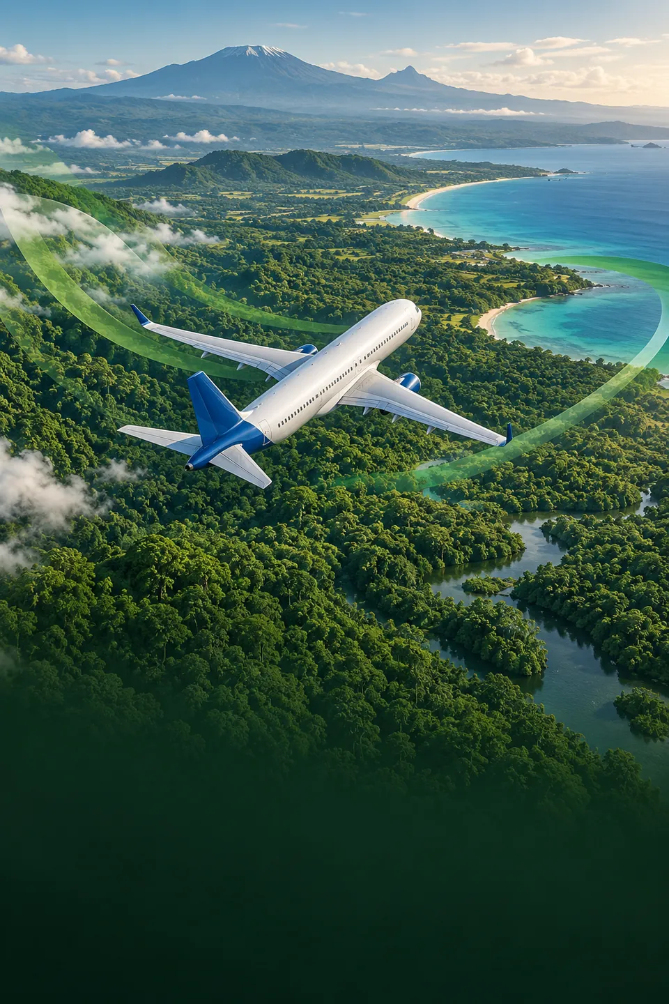 Conceptual green aviation artwork